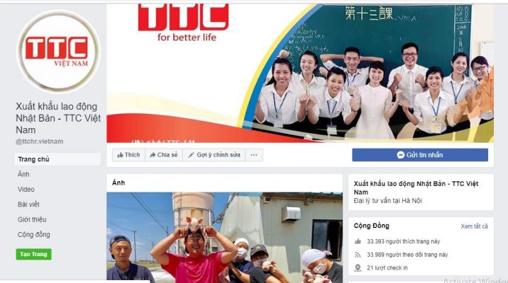 Fanpage Facebook Xuất khẩu lao động Nhật Bản